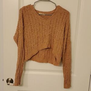Gold Knit Cropped Sweater